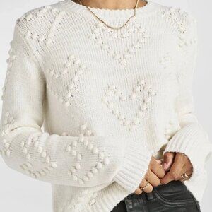 Splendid NWT Daphne Bobble Heart Cream Crewneck Sweater, $168 Ladies Size SMALL